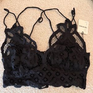Free People Black Floral Lace Bralette